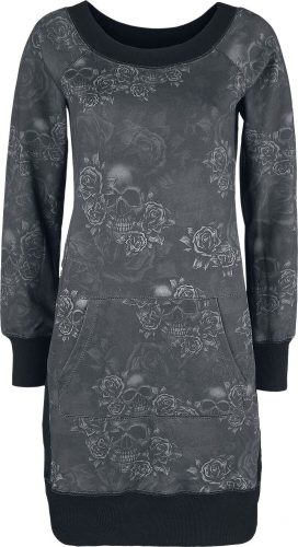 Black Premium by EMP Teplákové šaty s potiskem s lebkou a růžemi Šaty černá