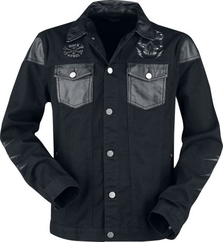 Rock Rebel by EMP Denimová bunda s koženkovými detaily Bunda černá