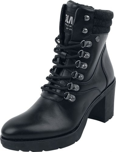 Black Premium by EMP Černé boty na šněrování s podpatky boty černá