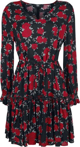 Black Premium by EMP Černo/červené šaty s květovaným celoplošným potiskem Šaty cerná/cervená