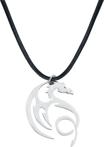 Gothicana by EMP Kožený náhrdelník Gothicana x Anne Stokes - Dragon Náhrdelník - řetízek černá