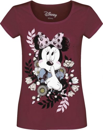 Mickey & Minnie Mouse Flowers Dámské tričko burgundská červeň
