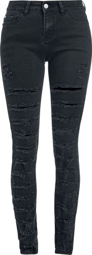 Black Premium by EMP Černé džíny Skarlett v rockovém stylu s dírami Dámské džíny černá