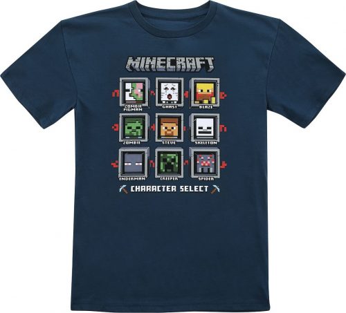 Minecraft Character Select detské tricko tmavě modrá