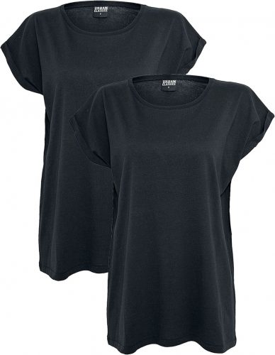 Urban Classics Balení 2 ks dámských triček s rozšířenými rameny Dámské tričko černá