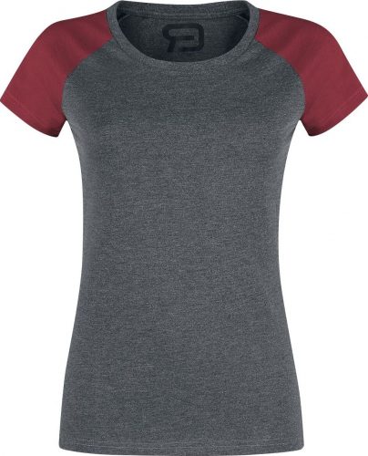 RED by EMP Raglan Contrast Tee Dámské tričko šedivějící / bordó