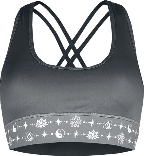 EMP Special Collection Šedá braletka Sport and Yoga s potiskem a překříženými ramínky na zádech Spodní prádlo cerná/šedá