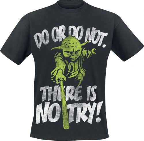 Star Wars Yoda - There Is No Try Tričko černá