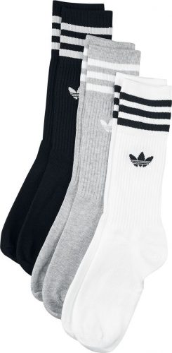 Adidas Solid Crew Sock 3 Pack Ponožky cerná/šedá/bílá