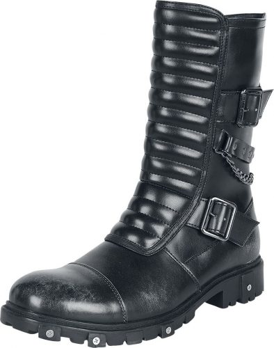 Gothicana by EMP Černé boty s prošíváním na holeni a přezkami boty černá