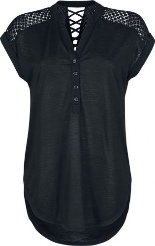 Rotterdamned Široké tričko Heeze s krajkou na zádech Dámské tričko černá