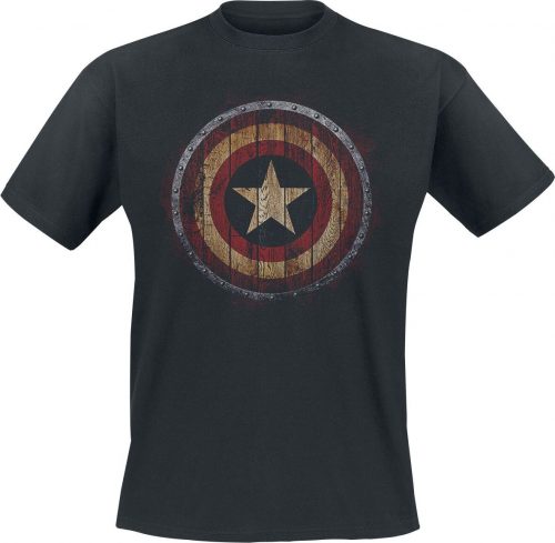 Captain America Wooden Shield Tričko černá