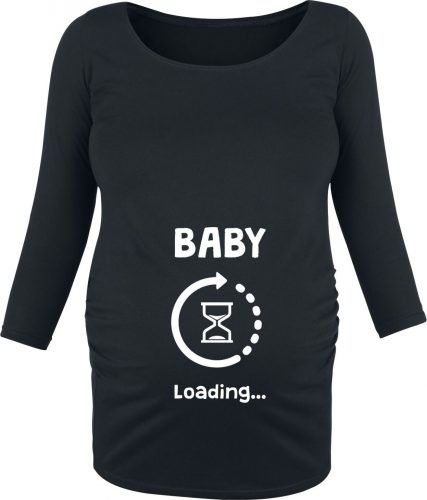 Móda pro těhotné Baby Loading Dámské tričko s dlouhými rukávy černá