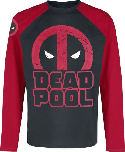 Deadpool Logo Tričko s dlouhým rukávem cervená/cerná