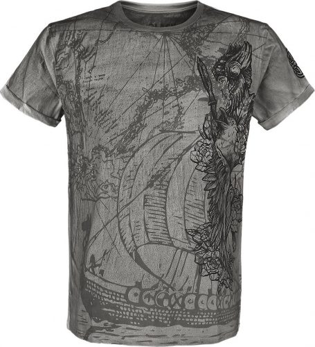 Black Premium by EMP T-Shirt mit detailreichem Frontprint Tričko šedá / béžová