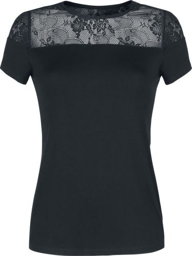 Black Premium by EMP Černé tričko s krajkovým dílem Dámské tričko černá