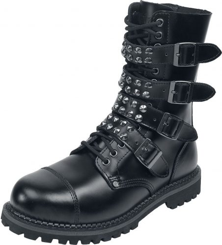 Gothicana by EMP Černé boty na šněrování s přezkami a nýty boty černá