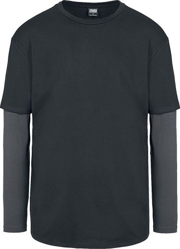 Urban Classics Oversized tvarující dvouvrstvé tričko s dlouhými rukávy Tričko s dlouhým rukávem cerná/uhlová
