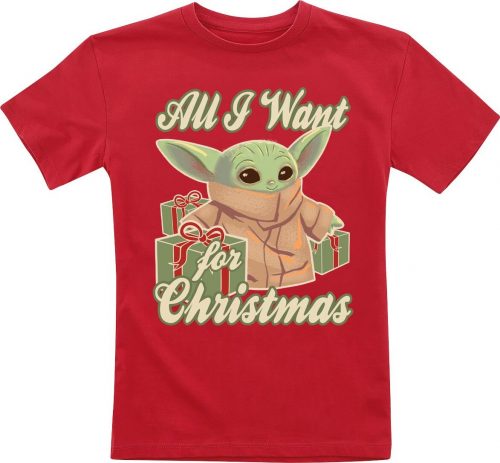 Star Wars Kids - The Mandalorian - All I Want For Christmas - Grogu detské tricko červená