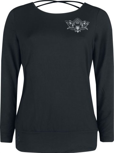 EMP Special Collection Černý top Sport and Yoga s dlouhými rukávy a detailem na zádech Dámské tričko s dlouhými rukávy černá