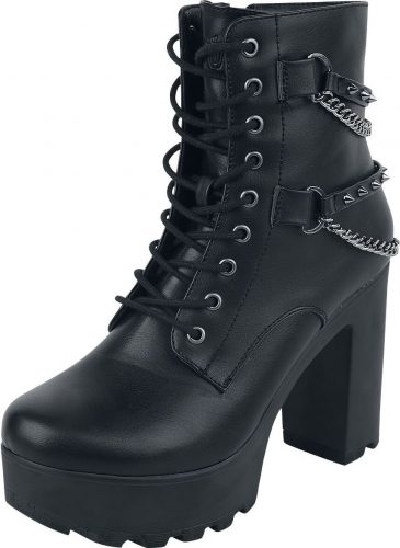 Gothicana by EMP Černé boty s řemínky s nýty a řetízky Vysoké podpatky černá
