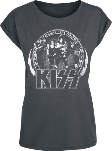 Kiss Vintage Circle Dámské tričko charcoal