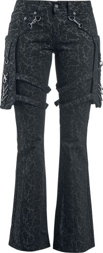 Gothicana by EMP Černé kalhoty Nicki s celoplošným potiskem a odnímatelnými kapsami Dámské kalhoty černá