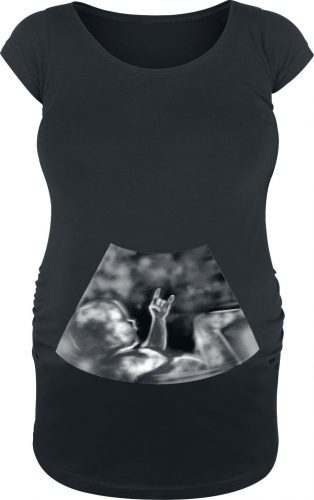 Móda pro těhotné Ultraschall Metal Hand Baby Dámské tričko černá
