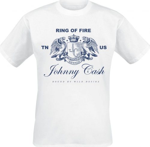 Johnny Cash Ring Of Fire Crest Tričko bílá