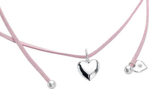 Lovett & Co. Puff Heart Pink Ribbon Choker Náhrdelník - řetízek světle růžová