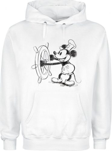 Mickey & Minnie Mouse Steamboat Sketch Mikina s kapucí bílá