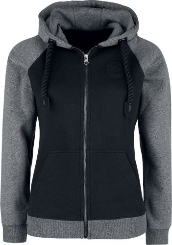 EMP Premium Collection Černá/šedá bunda s kapucí s raglánovými rukávy Dámská mikina s kapucí na zip cerná/šedá