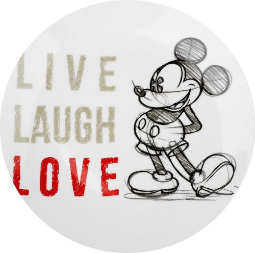 Mickey & Minnie Mouse Live Laugh Love - Micky talíre bílá/cerná/cervená