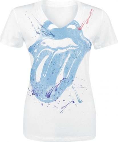 The Rolling Stones Paint Splatter Tongue Dámské tričko s V výstrihem bílá