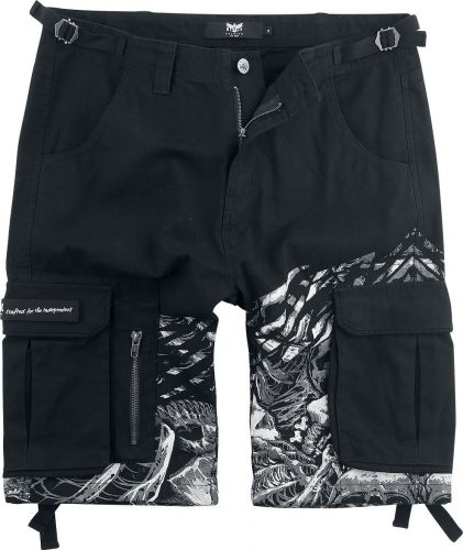Black Premium by EMP Černé army šortky s potiskem Kraťasy černá