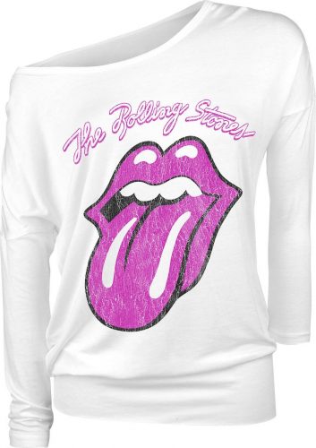 The Rolling Stones Pink Tongue Dámské tričko s dlouhými rukávy bílá