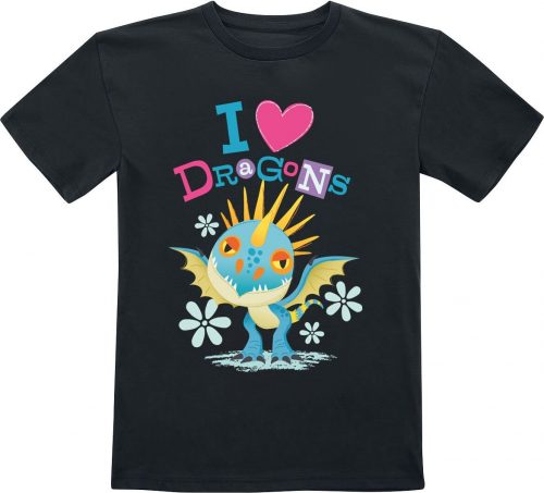 Drachenzähmen leicht gemacht Kids - I Love Dragons detské tricko černá