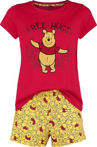 Medvídek Pu Free Hugs pyžama cervená/žlutá