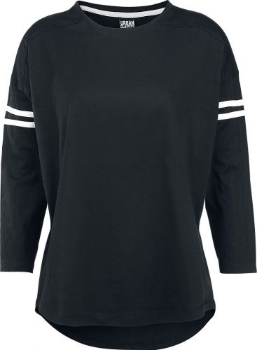 Urban Classics Ladies Sleeve Striped L/S Tee Dámské tričko s dlouhými rukávy cerná/bílá