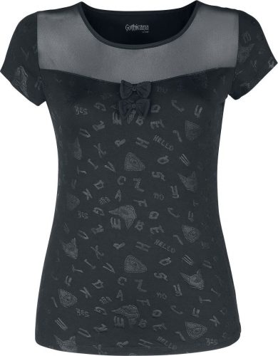 Gothicana by EMP T-Shirt mit Alloverprint und Mesh-Einsatz Dámské tričko černá