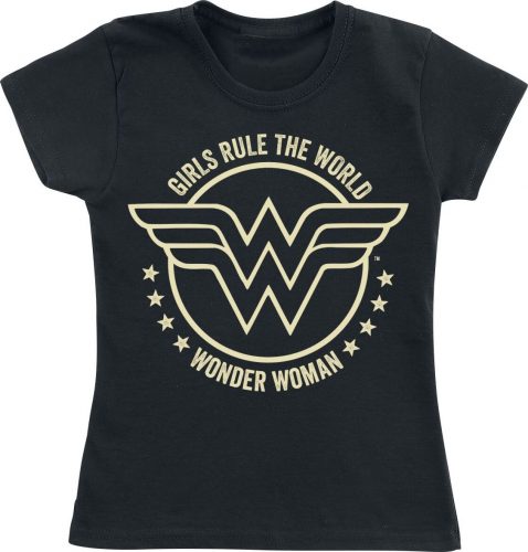 Wonder Woman Kids - Girls Rule The World detské tricko černá
