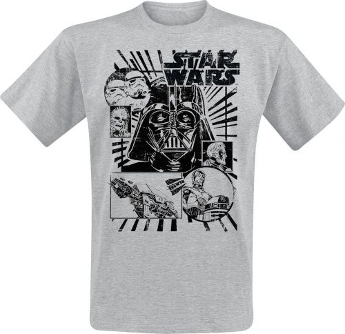 Star Wars Darth Vader Montage Tričko šedá
