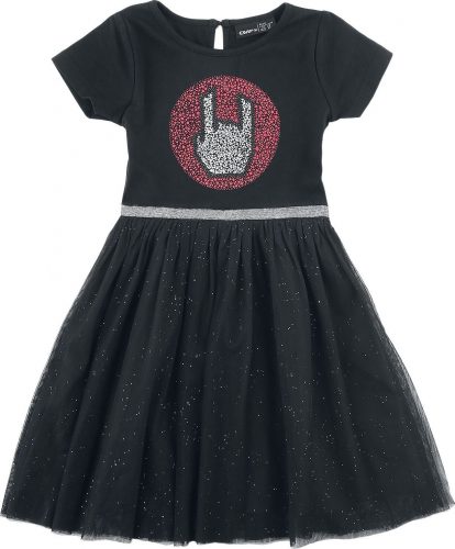 EMP Basic Collection Schwarzes Tüllkleid mit Puff-Print detské šaty černá