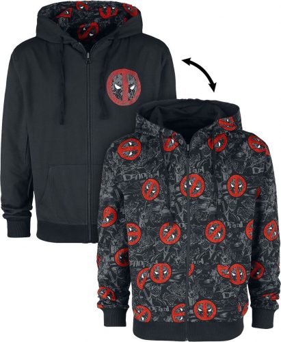 Deadpool Logo All-over Mikina s kapucí na zip černá