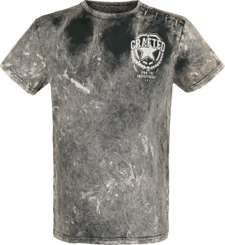 Black Premium by EMP Šedé tričko s opraným efektem a nášivkami Tričko šedá