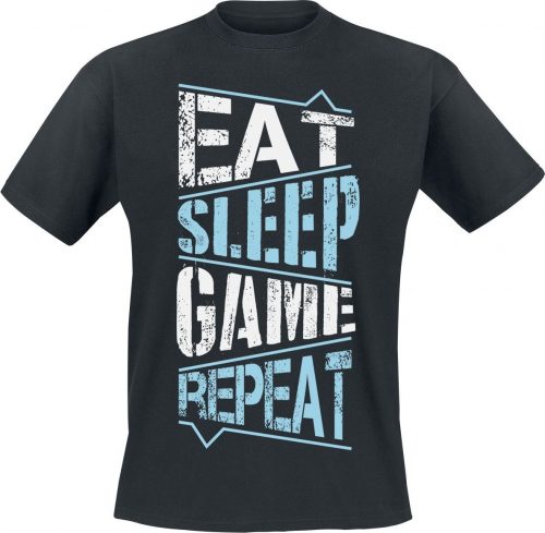 Eat Sleep Game Repeat Tričko černá