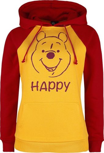 Medvídek Pu Happy Dámská mikina s kapucí cervená/žlutá