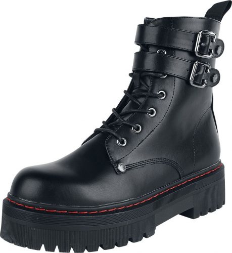 Black Premium by EMP Černé boty s přezkami a švy boty černá