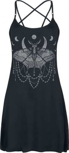 Gothicana by EMP Krátké černé šaty s potiskem a šňůrkami ve tvaru pentagramu Šaty černá