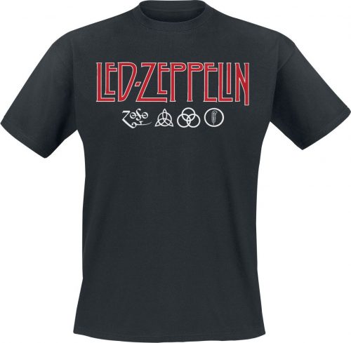 Led Zeppelin Logo & Symbols Tričko černá